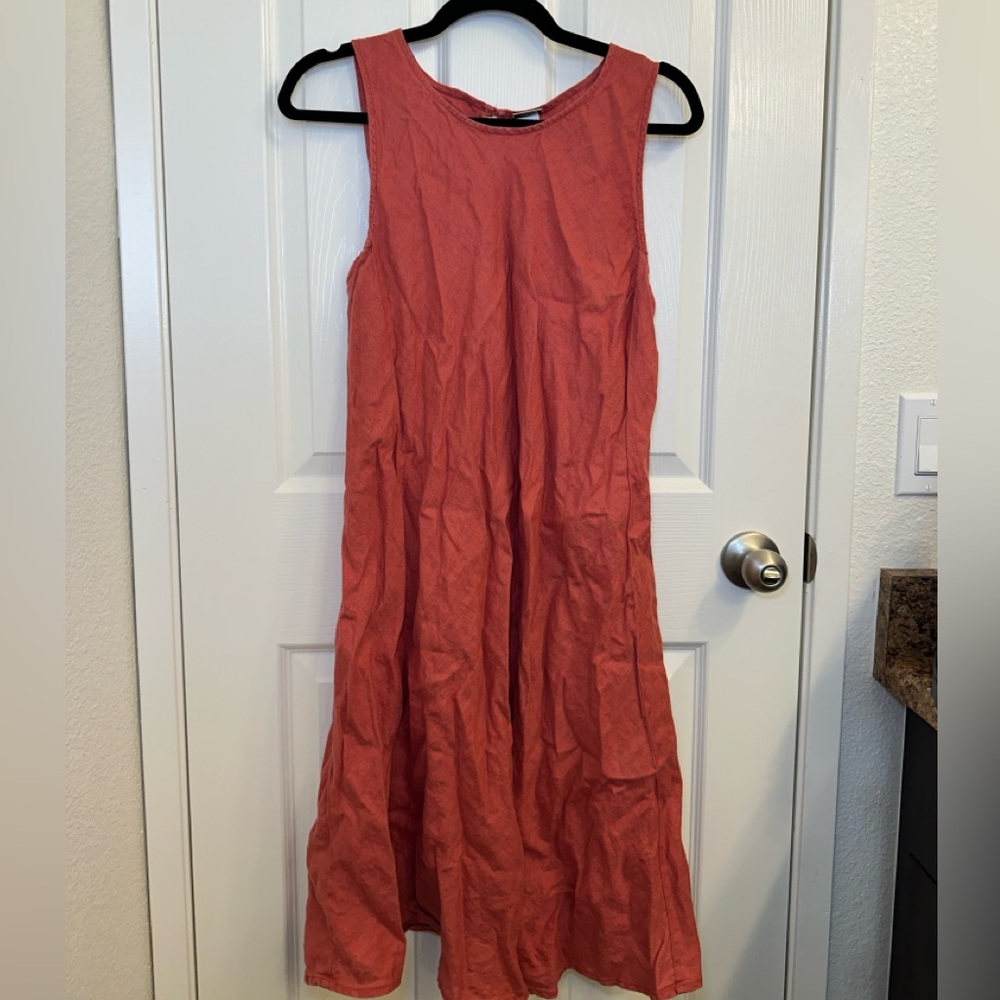 MAGASCHONI Orange/Coral Linen Dress Size M
